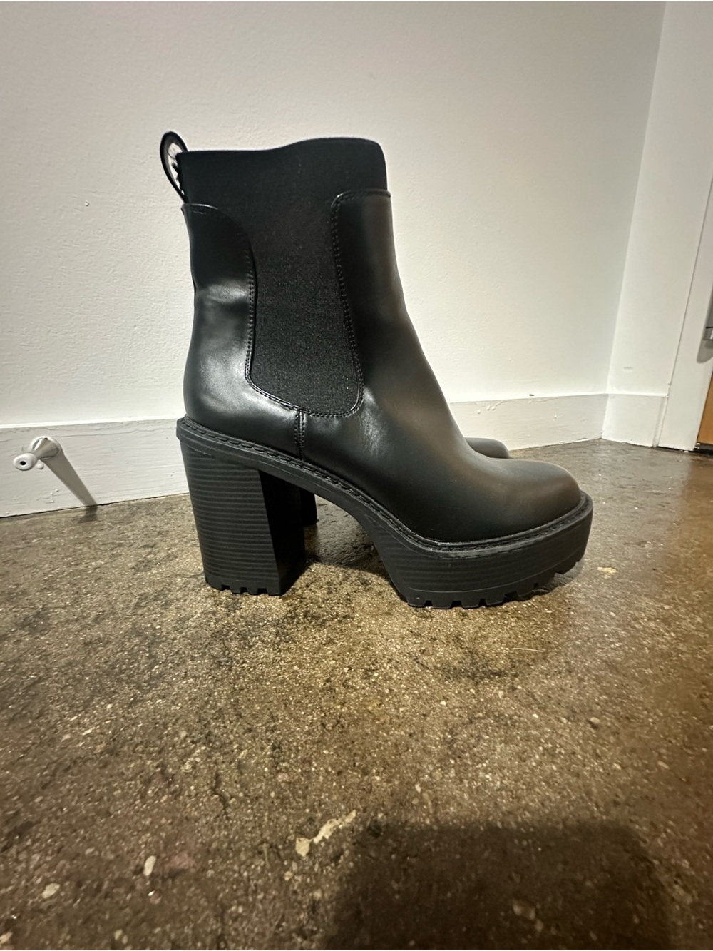 Madden Girl Black Platform Chelsea Block Heel Booties
